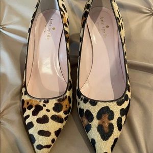 Kate Spade leopard calf hair kitten heel pumps  sz 7.5.